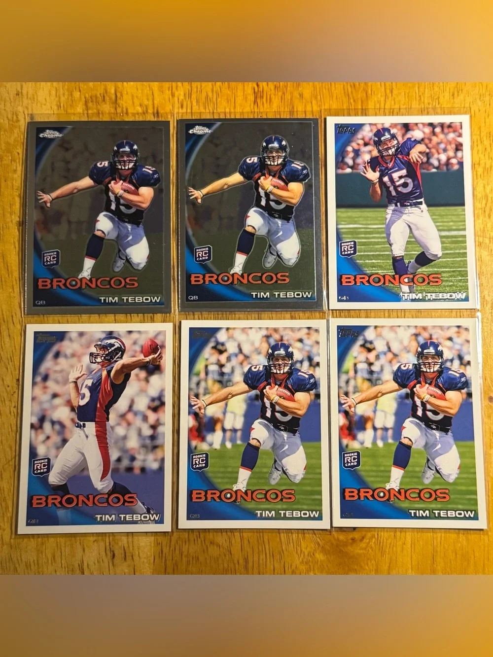 Tim Tebow Rookie Cards Topps Chrome (lot of 6)
